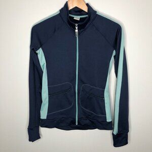 ALO Yoga CoolFit Blue & Aqua Women's Athletic Zip  Up Track Jacket Size Small